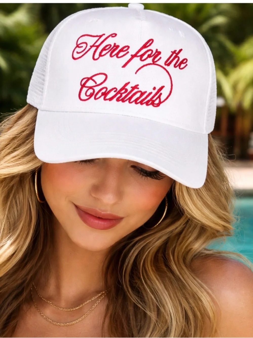 Here‎ for the cocktails hat , red and white , NWT