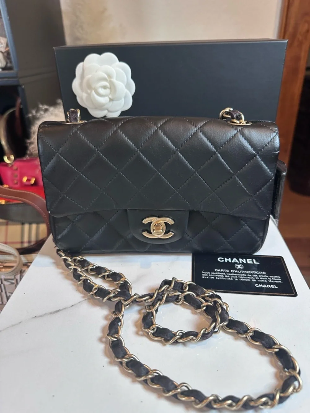 Chanel Mini Black Lambskin Rectangular Classic Flap Bag