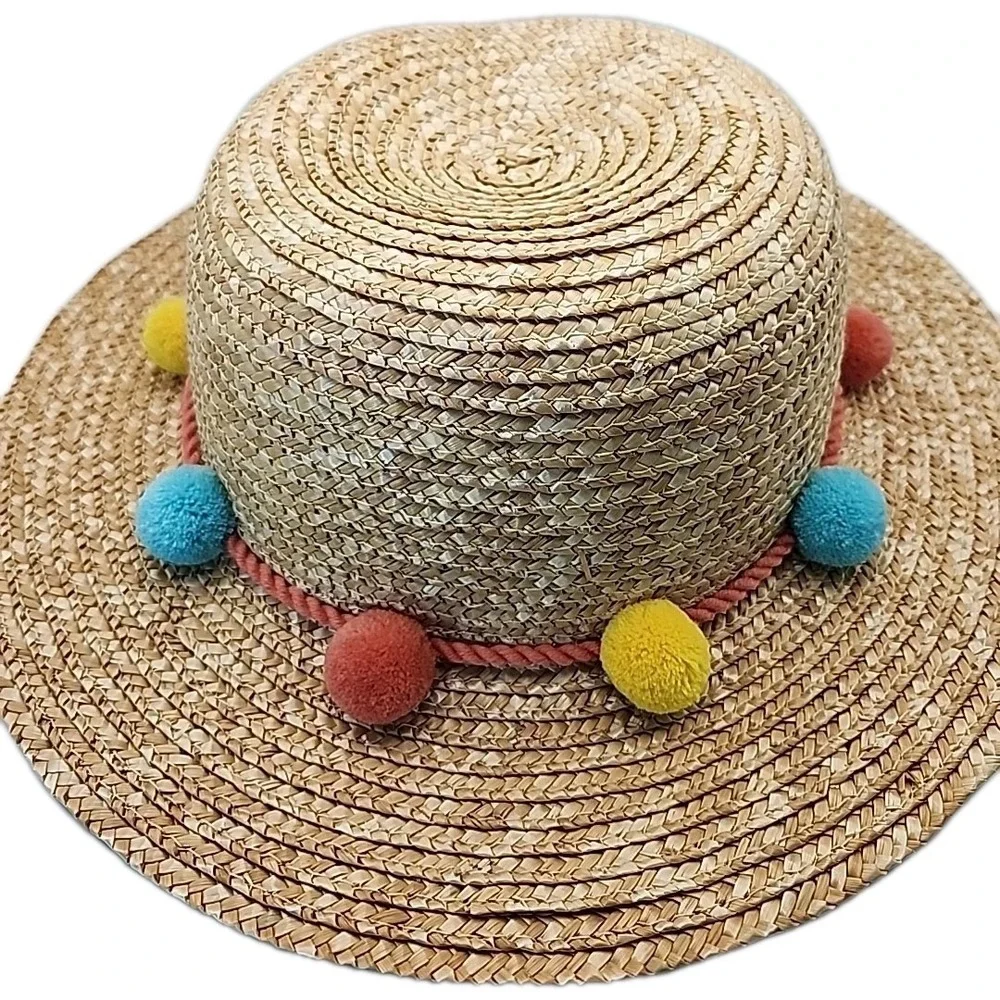 Matilda Jane Straw Hat Pom Poms Beach Hat Little Girl's Brim‎ Hat Bohemian