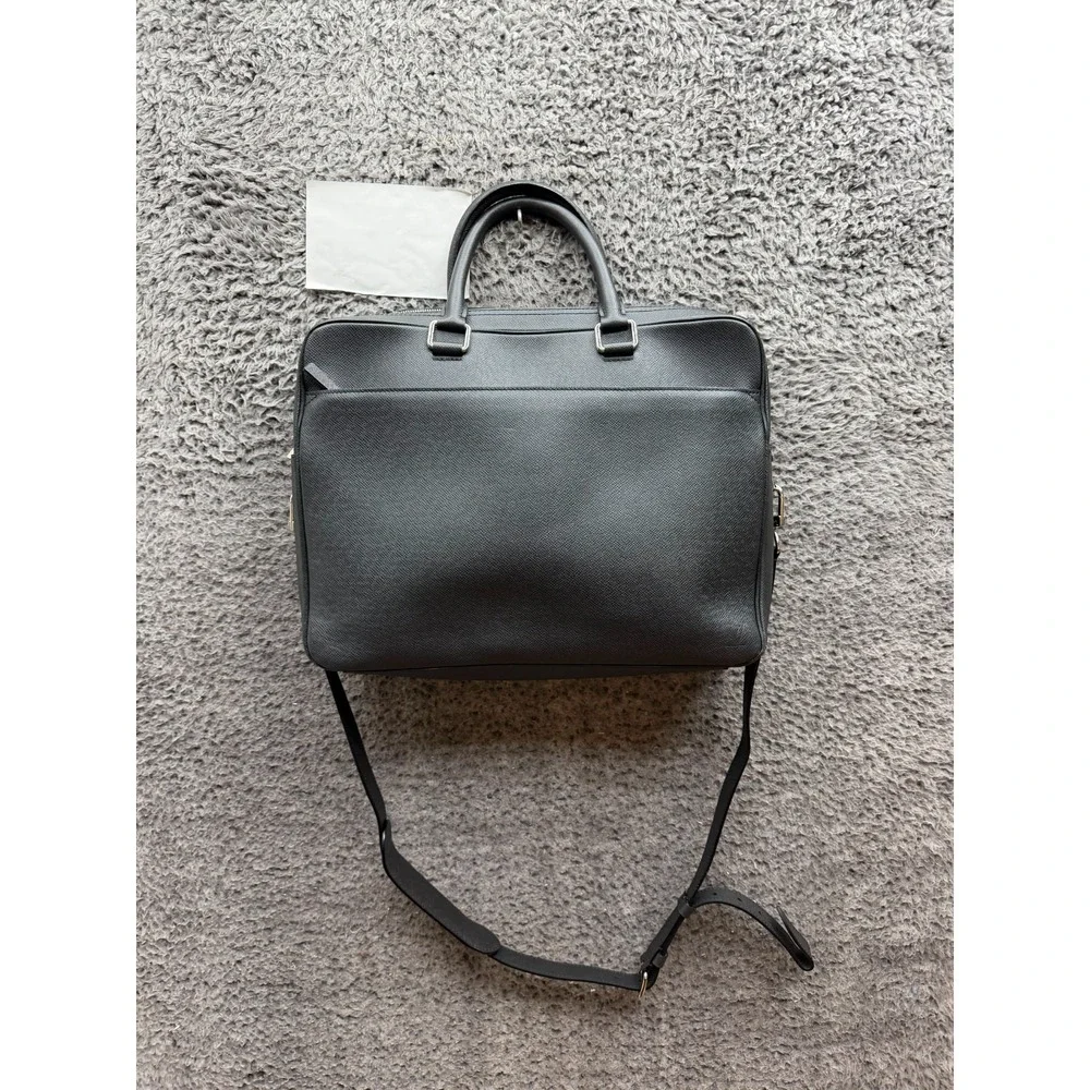 Louis Vuitton Taiga Leather Porte Documents Business Briefcase Bag Black FL2165