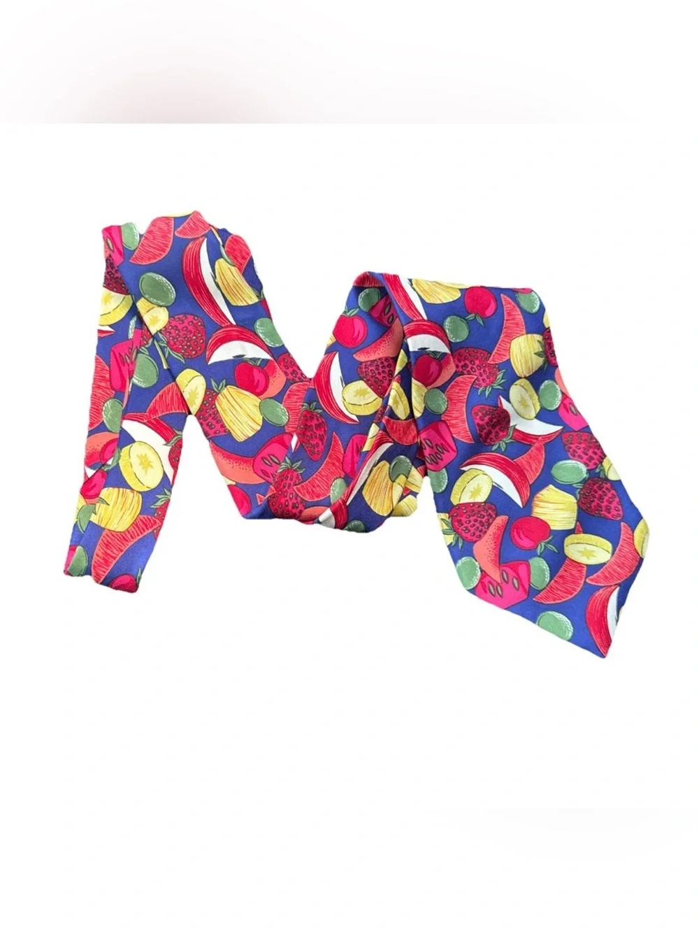 Perry Ellis Fruit Berries Apples 100% Silk Handmade‎ Men's Classic Neck Tie