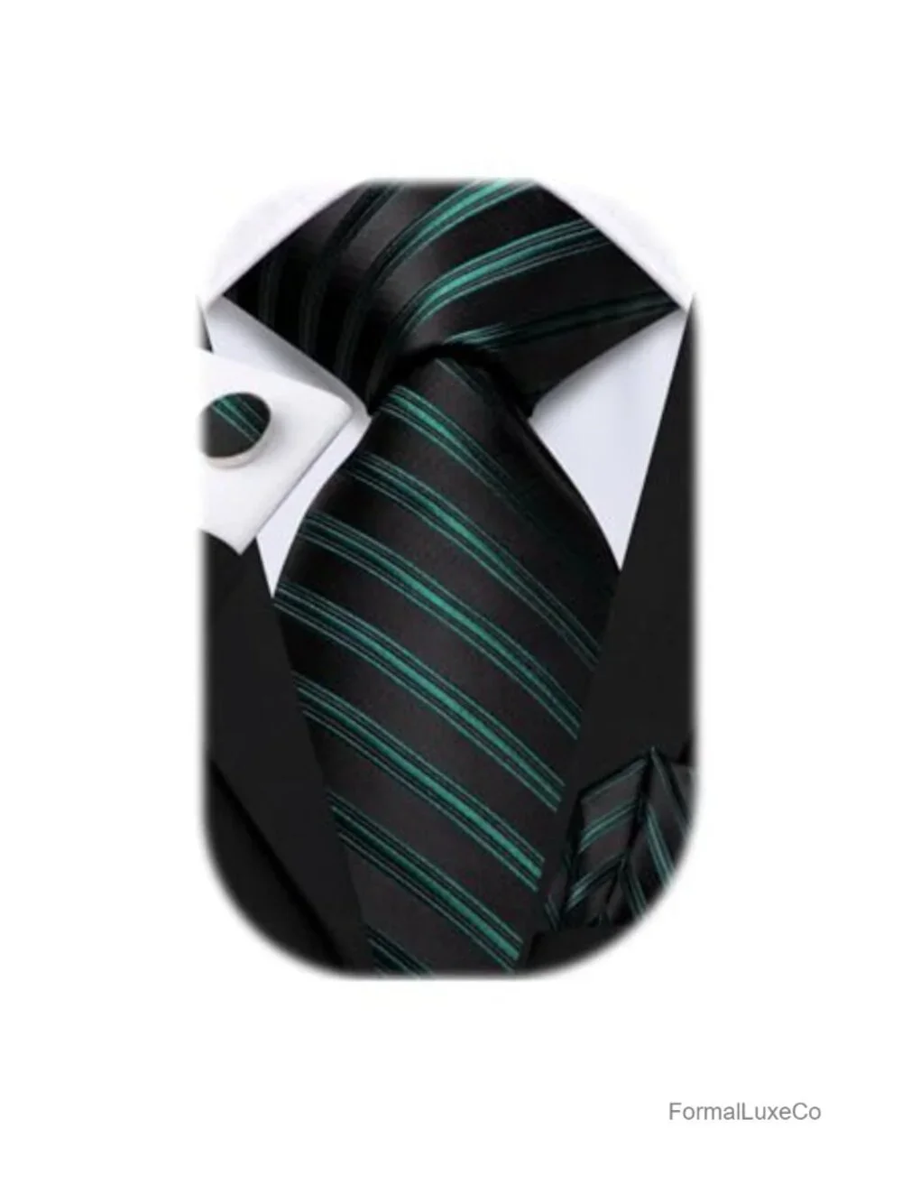 Mens Plaid Paisley Necktie Set with Handkerchief Cufflinks, Silk Blend Business