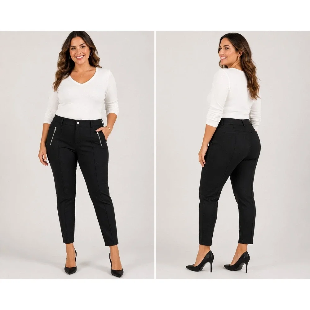 Michael Kors Womens XL Black Equestrian Skinny Pants Zipper Pockets High Rise‎