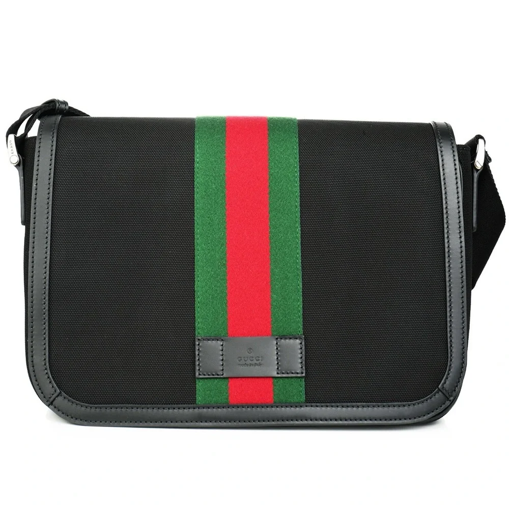 🖤 AUTHENTIC GUCCI Techno Canvas Web Messenger Bag – Black 🖤