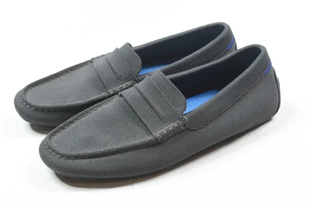 Rothys Knit Driving Loafers Slip On Shoes Mens 9.5 Charcoal Gray Lightweight