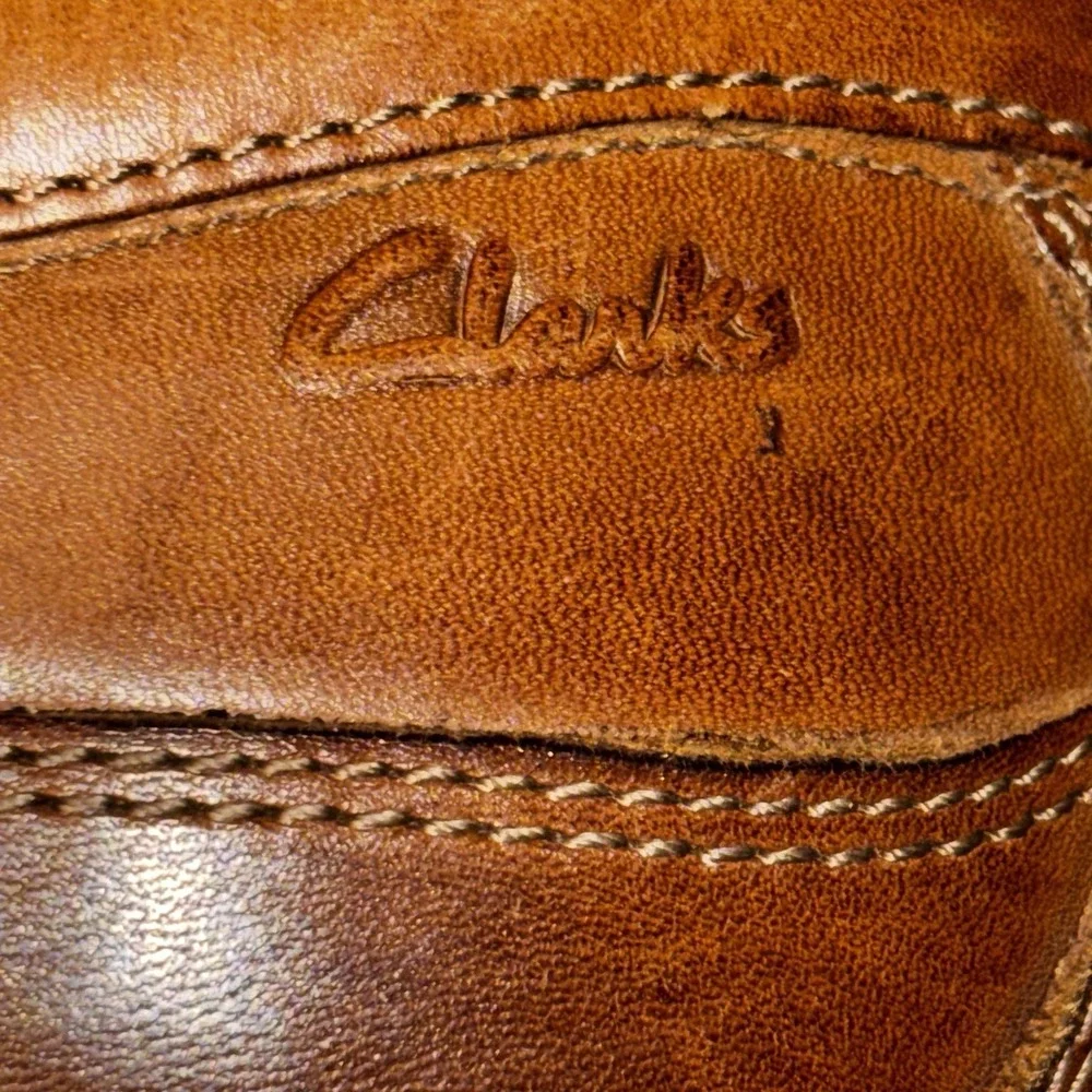 Clarks‎ Collection Shoes Men Sz 11.5 M Brown Leather Slip On Dress Soft Cushion