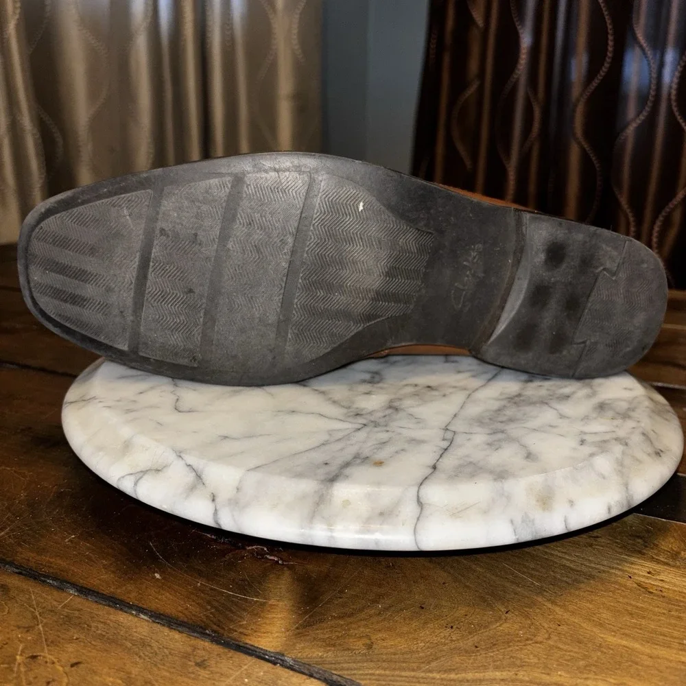 Clarks‎ Collection Shoes Men Sz 11.5 M Brown Leather Slip On Dress Soft Cushion