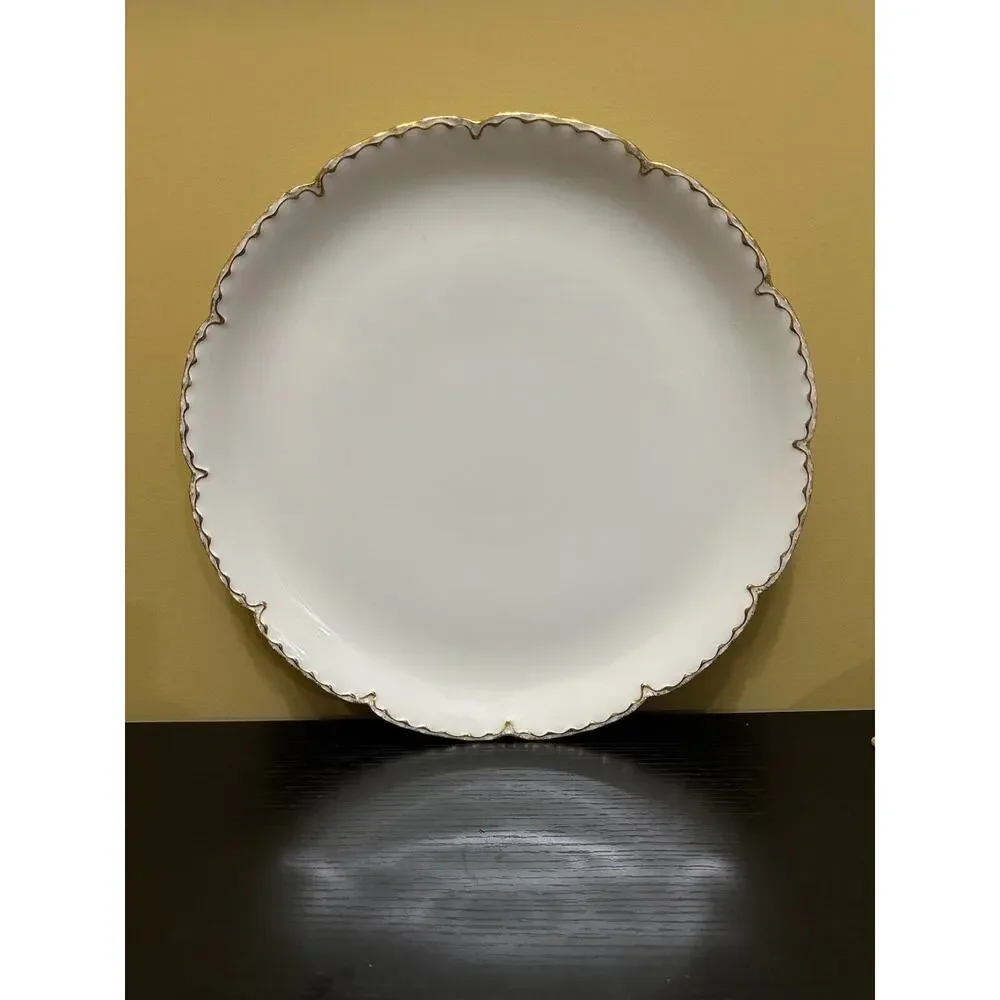 Vintage Haviland France Porcelain Plate Scalloped Gold Rim Elegant Dining Decor‎