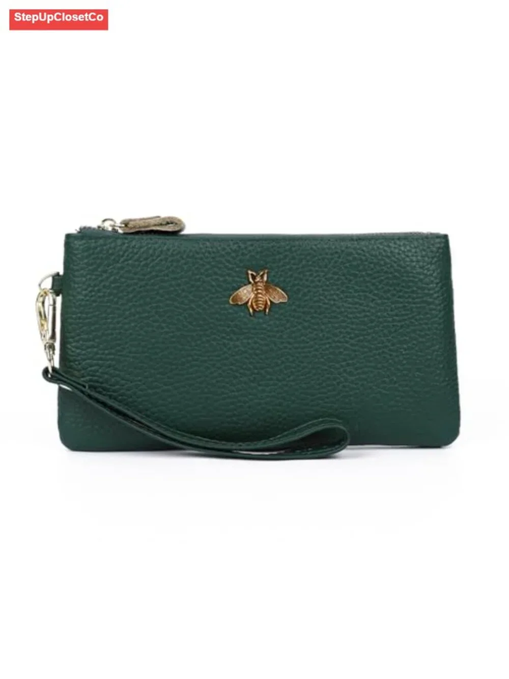 Genuine Leather Wristlet Wallet for Women with Detachable Strap