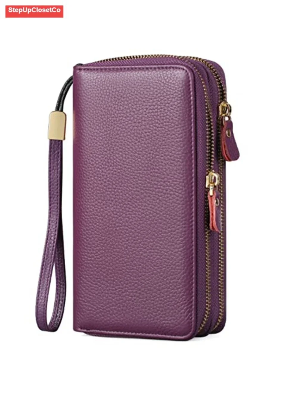 Vegan Leather RFID Blocking Wallet Wristlet Large Capacity Zipper Around Phone