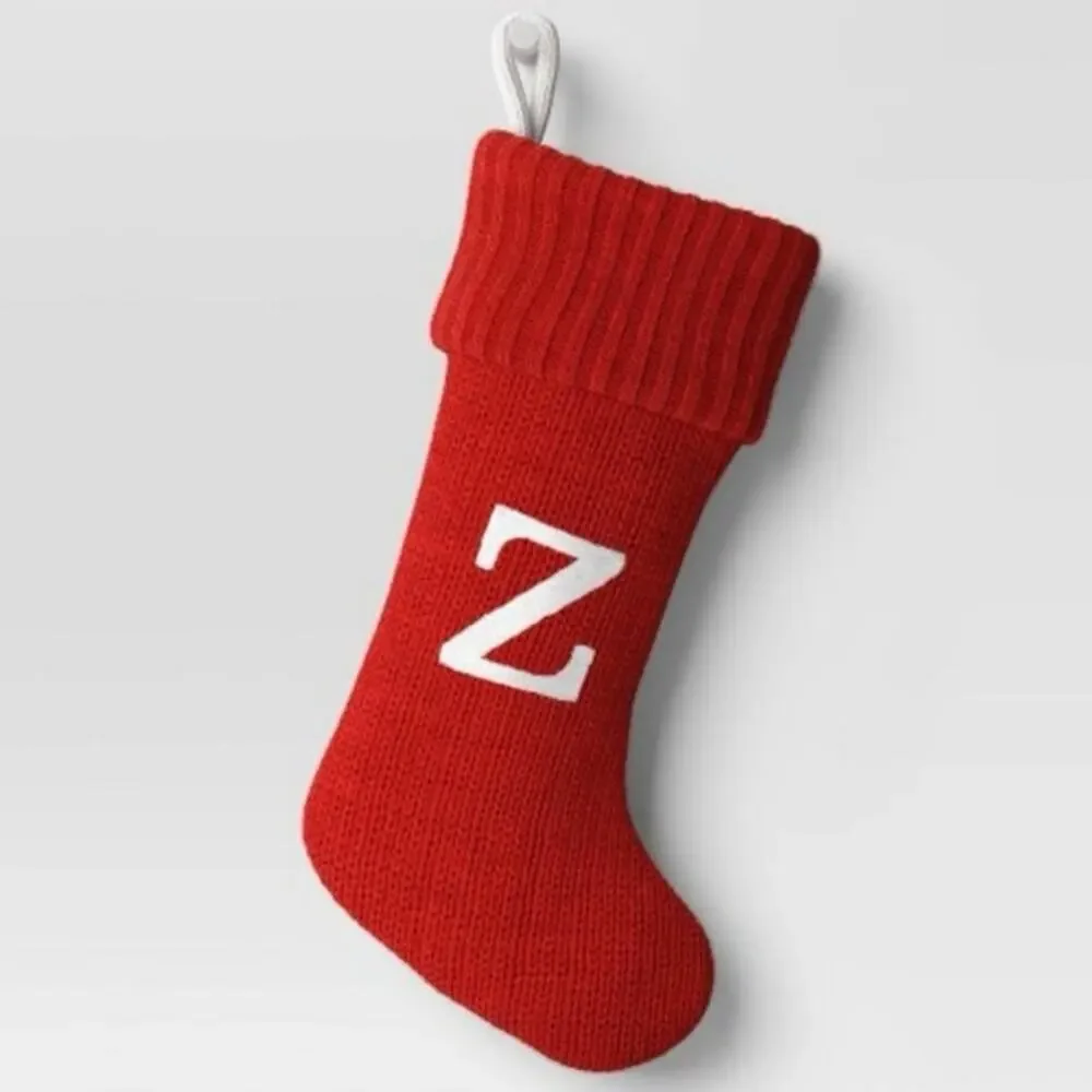 NEW Wondershop Red Knit Monogram Christmas‎ Stocking Letter Z Cozy Holiday Decor