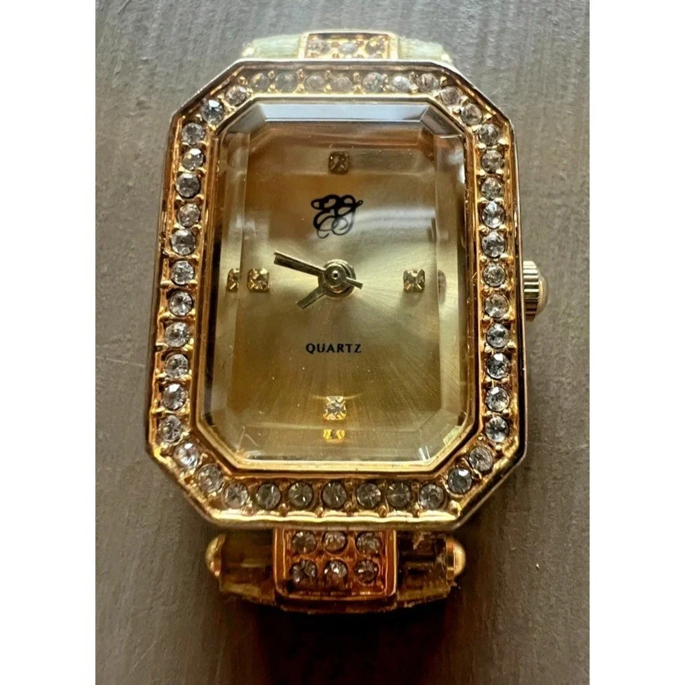 Elizabeth Taylor Vintage Watch Face Only‎ Rhinestone Bezel Gold Tone Hollywood