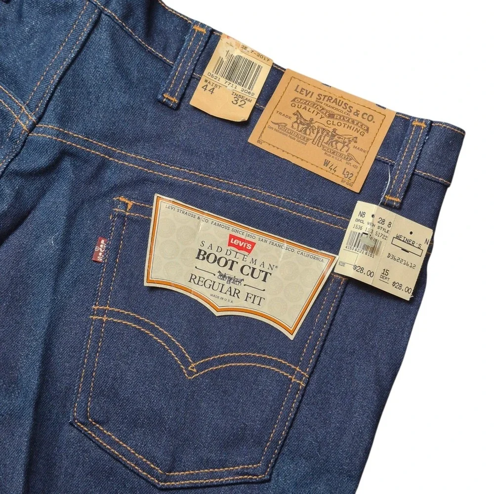 VTG Levi's Men's 44x32 Made in USA 1988‎ Saddleman Boot Cut NOS Denim