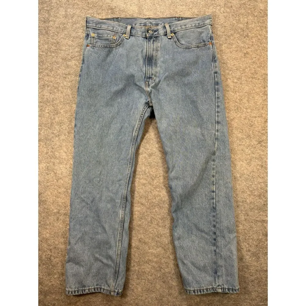 Levi 505 Jeans Men 38X30 Blue Denim 5-Pocket Easy‎ Care Casual Work Wear