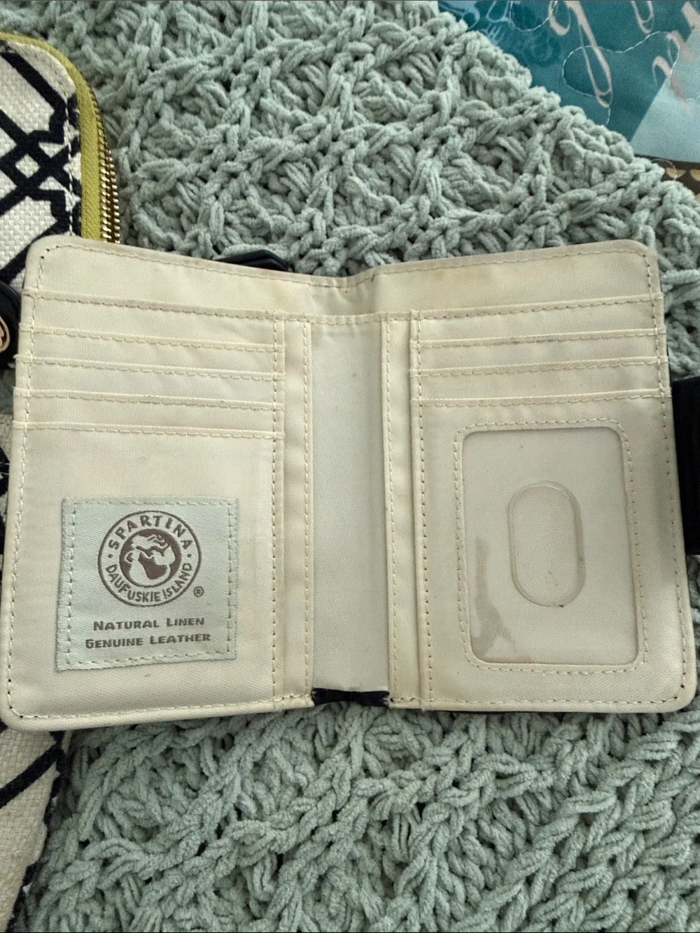 Spartina 449 Black & Cream Geometric 3-Piece Wristlet, Zip Pouch & Card Case Set