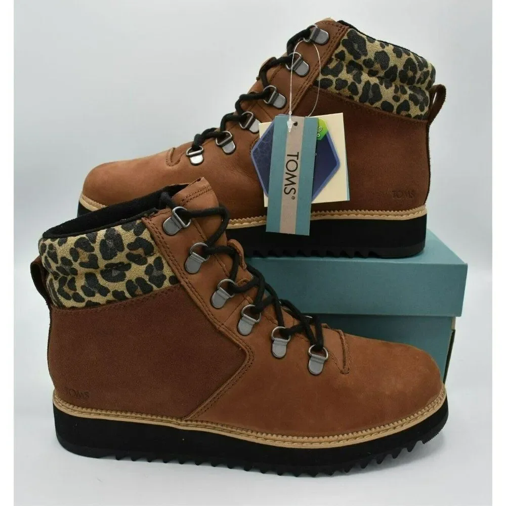 Toms Women Size 7.5 Mojave Waterproof Ember Oiled Nubuck Suede Leopard Mid Boots