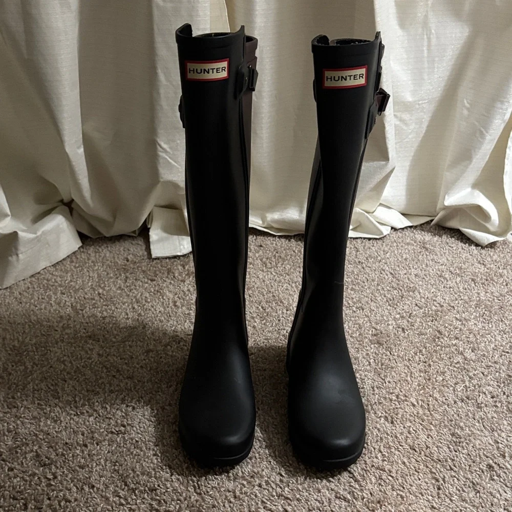 Hunter Black Tall Rain Boots