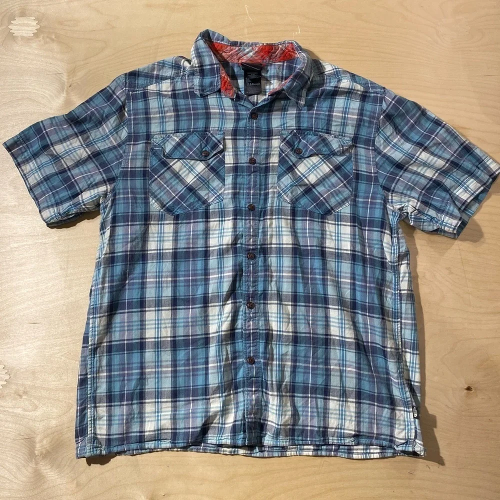 The North Face Blue and White Plaid Men's Shirt Large (NI)