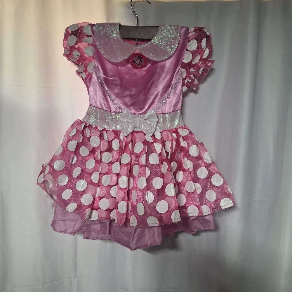 Disney Pink and White Polka Dot Minnie Mouse Kids Dress