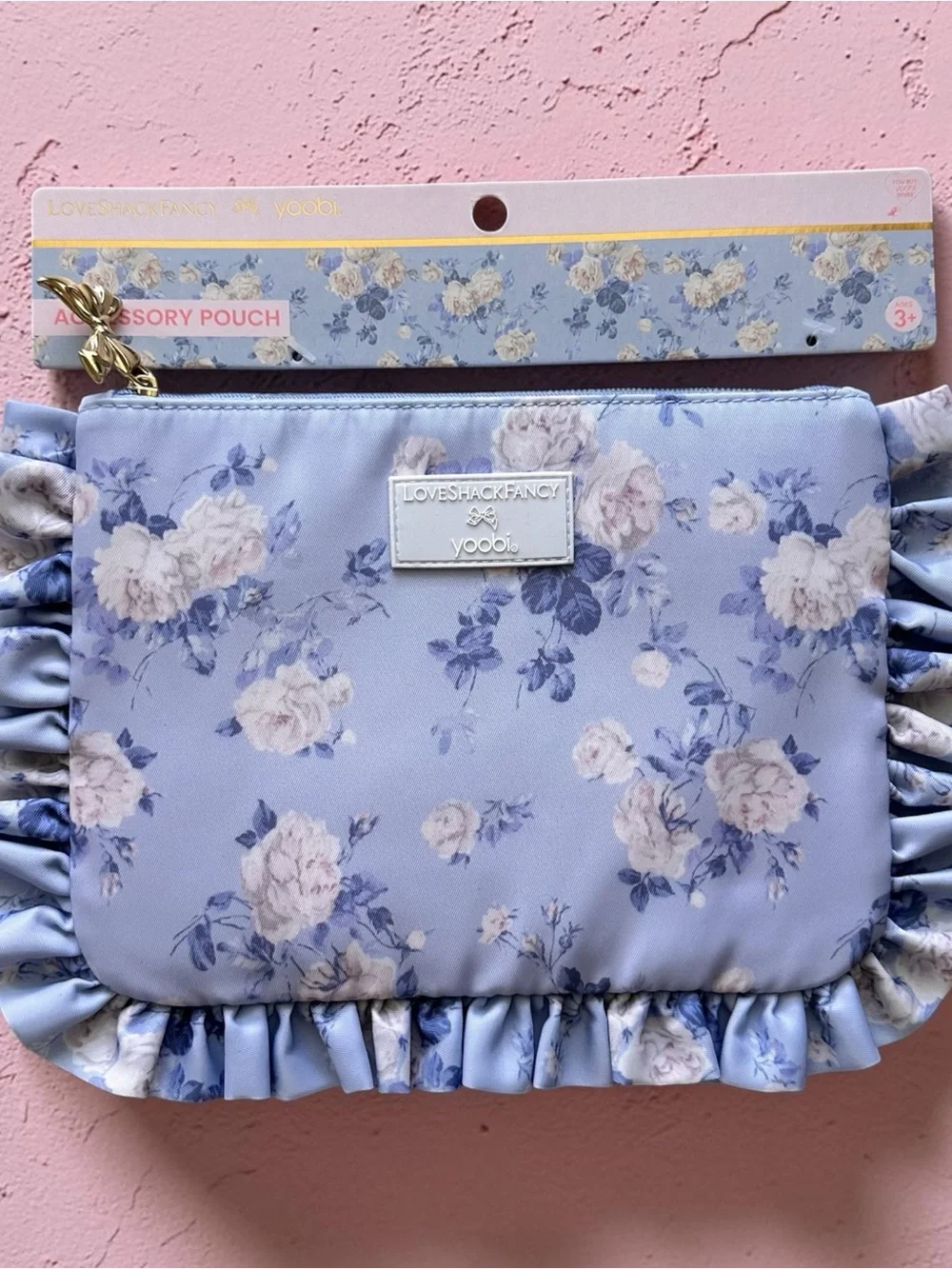 LoveShackFancy Lilac Floral Ruffle Kids Accessory Pouch
