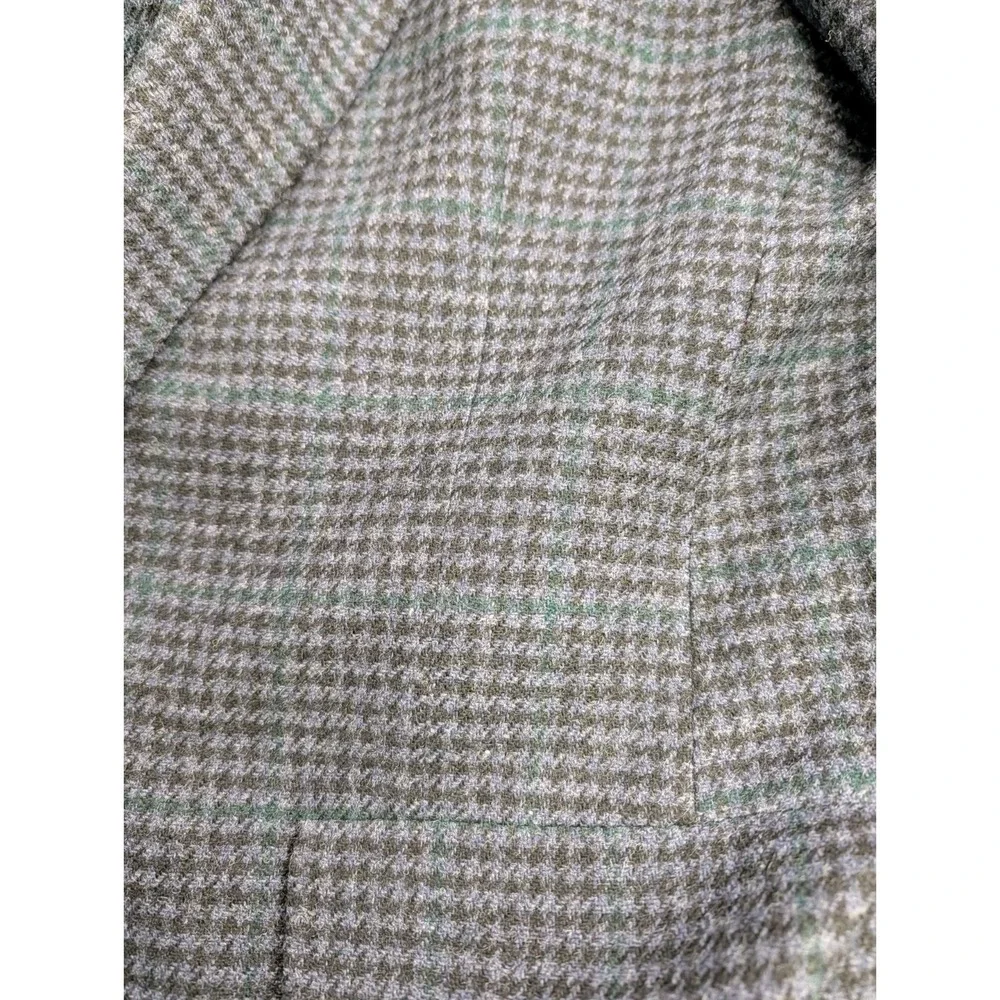 Vintage Hart Schaffner & Marx Mens 41R Virgin Wool Blazer Gray Green Houndstooth