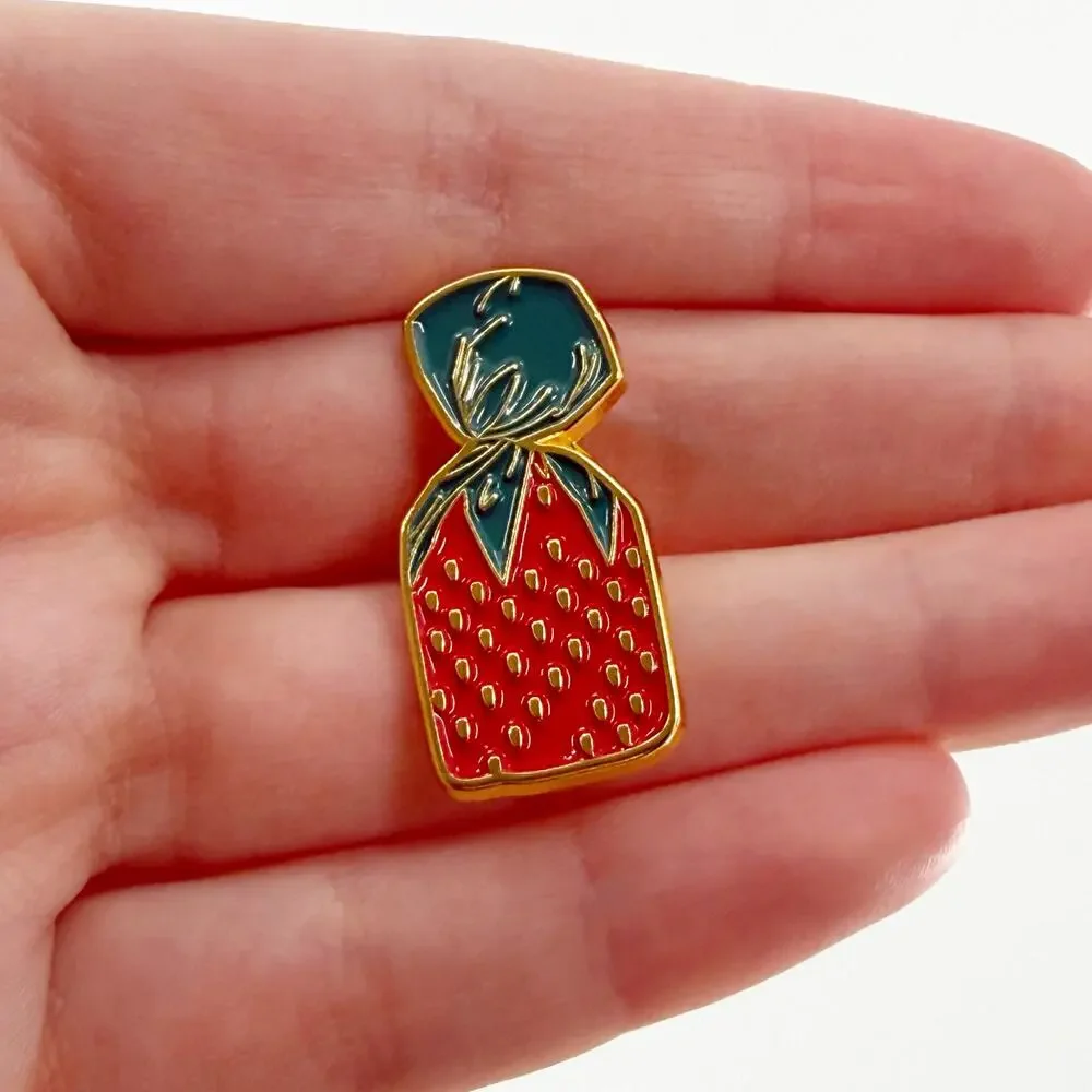Strawberry Candy Enamel Pin, Nostalgic Candy Wrapper Pin