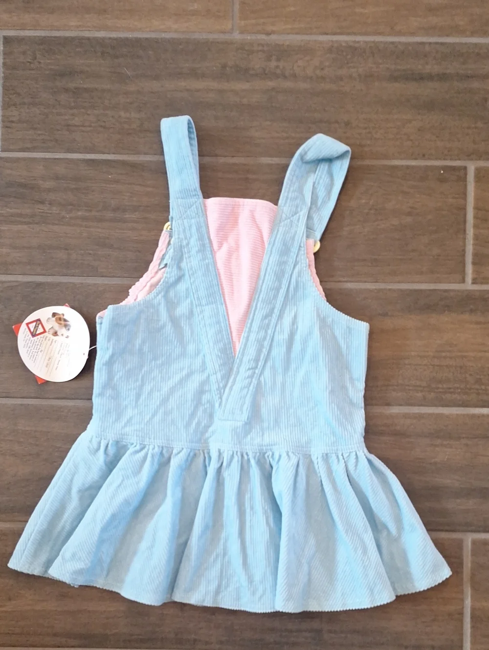 NWT Hush Puppies Old Stock Kids Corduroy Overall Dress Blue Pink Yellow Sz 6X