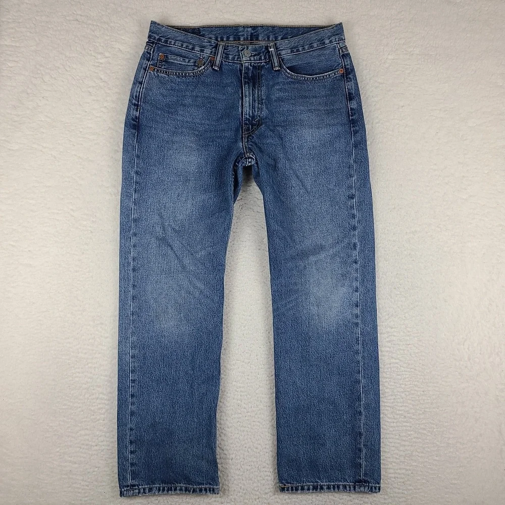 Levi's 514 Jeans Mens 34x30 Blue‎ Straight Fit Light Wash 100% Cotton Denim