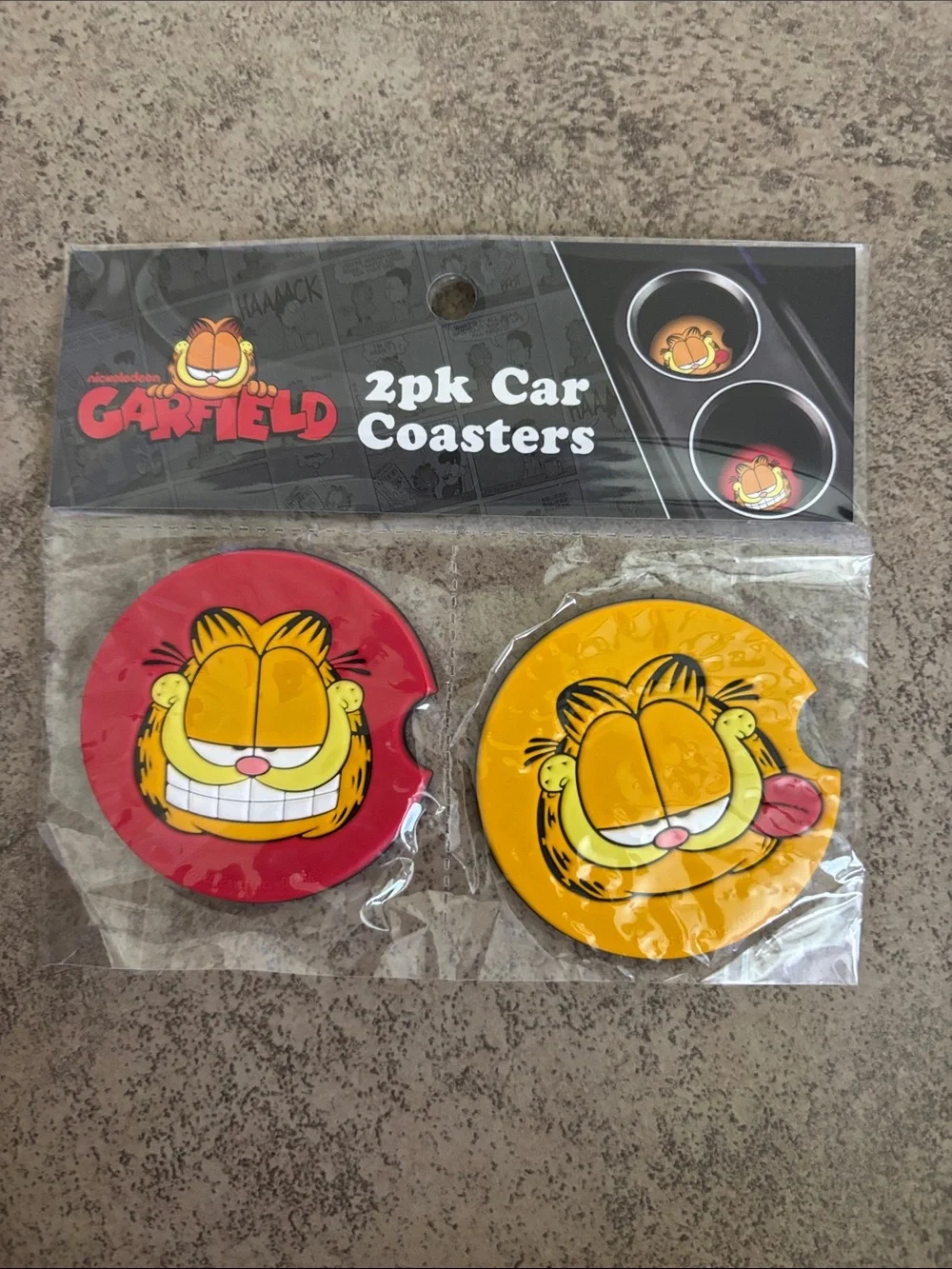 2-Pack Car Cup Holder Coasters - Garfield Theme