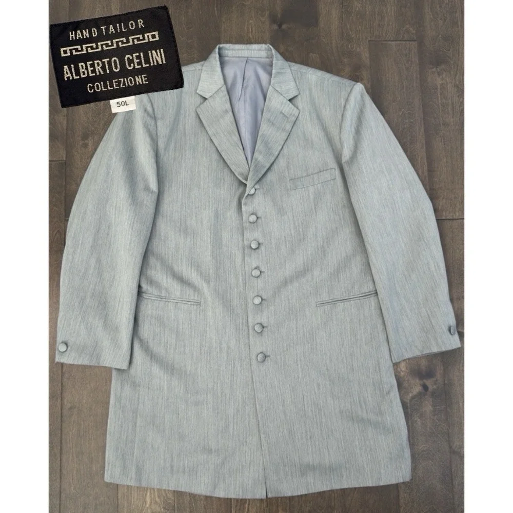 Alberto Celini Mens Grey Suit Jacket Blazer Size 50L Single Breasted‎ 7-Button