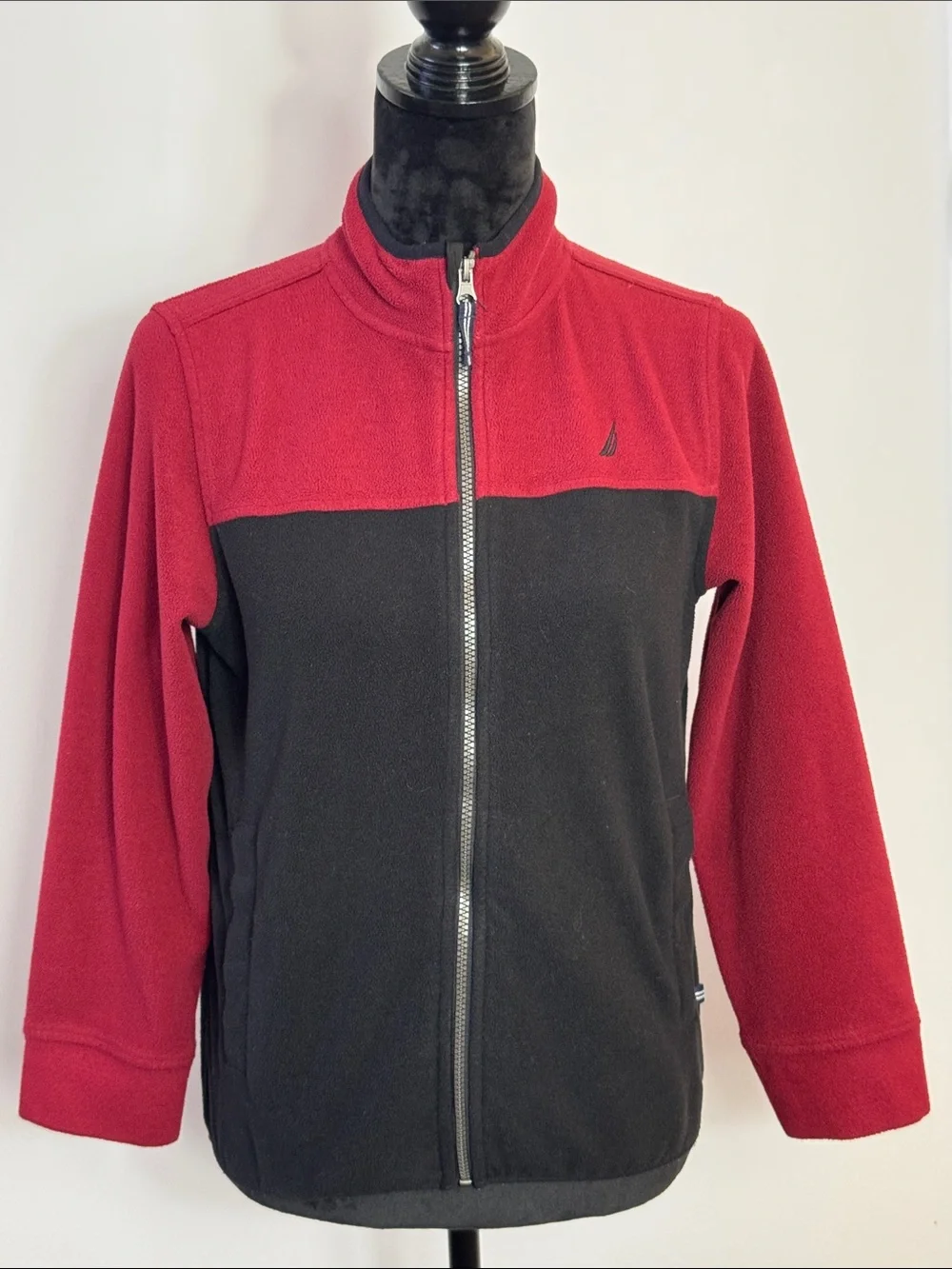 Nautica Youth Red  and Black Zip Fleece Jacket