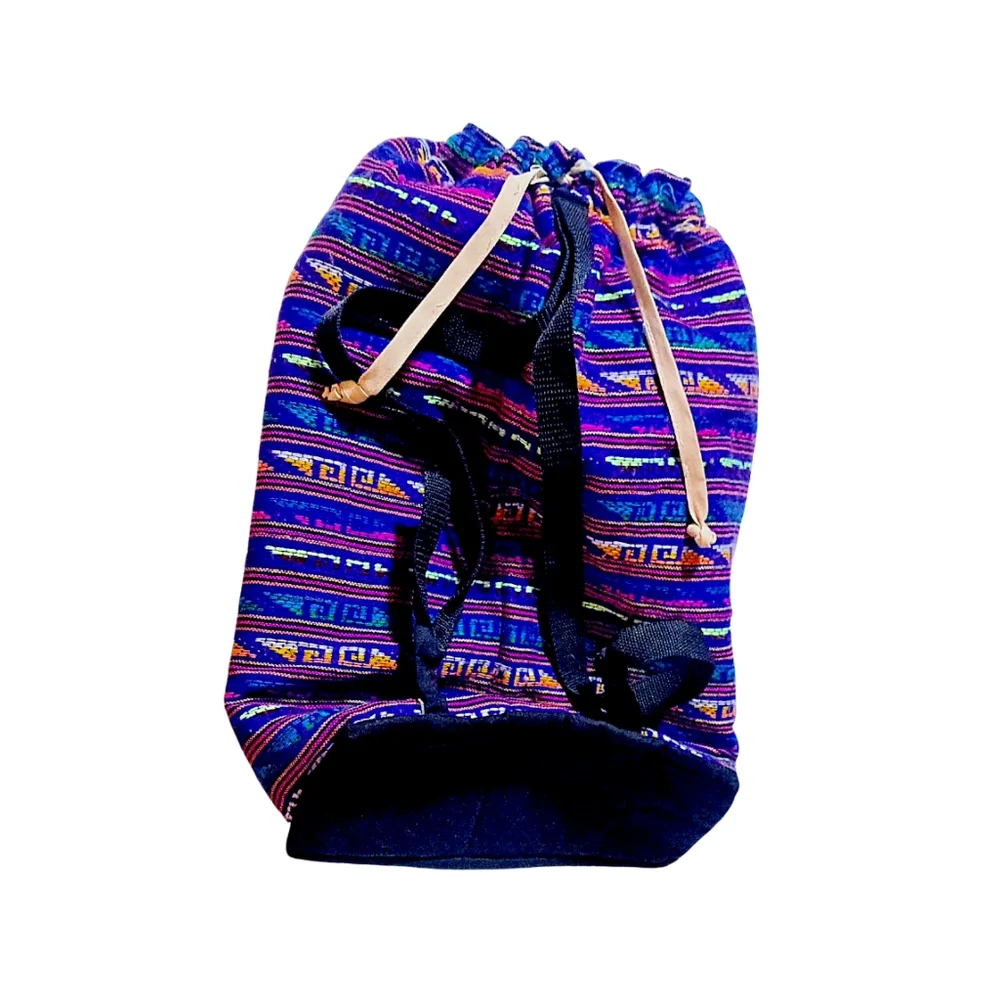 Colorful Patterned Drawstring Peruvian Backpack