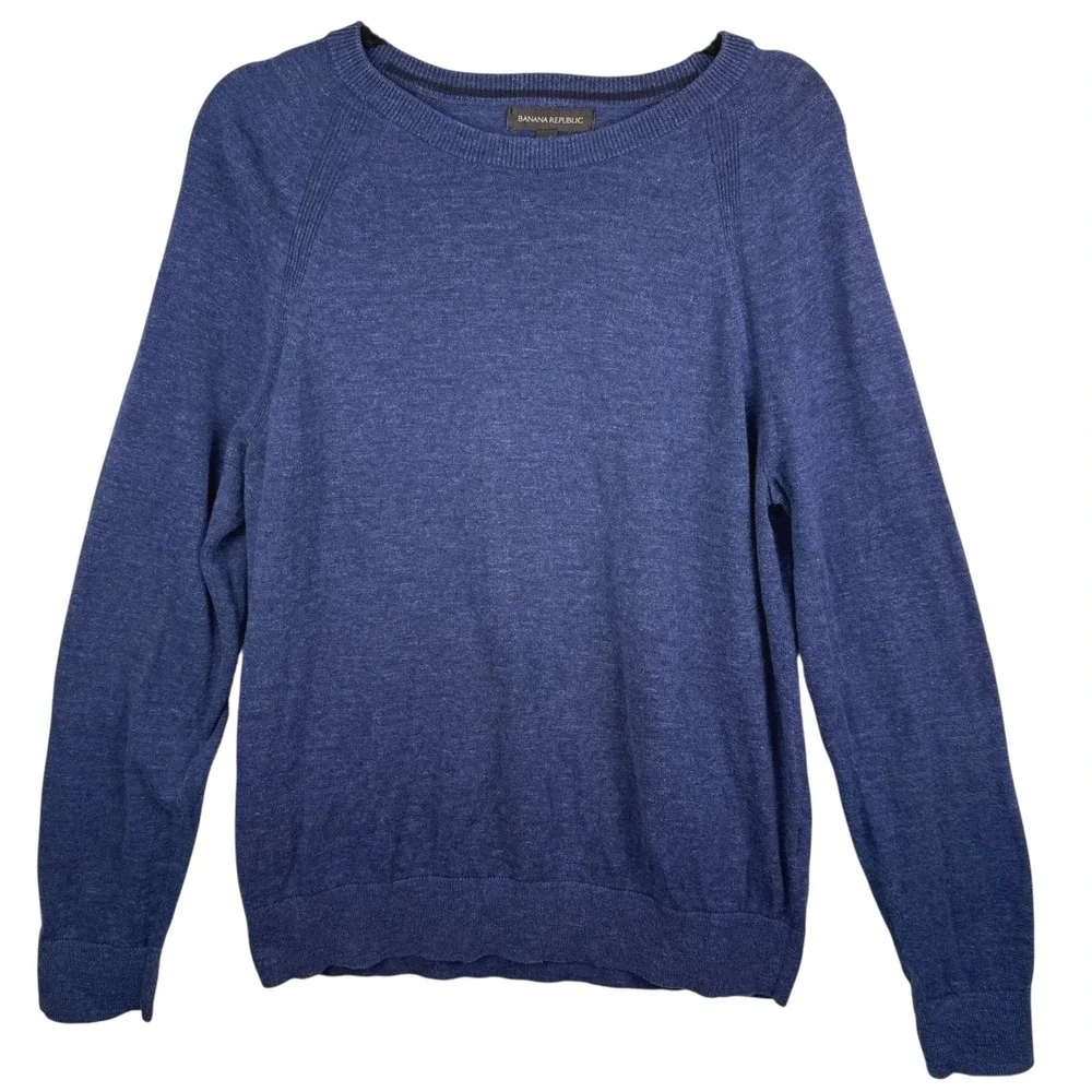 Banana Republic Sweater‎ Size M Mens Blue Crew Neck Cotton