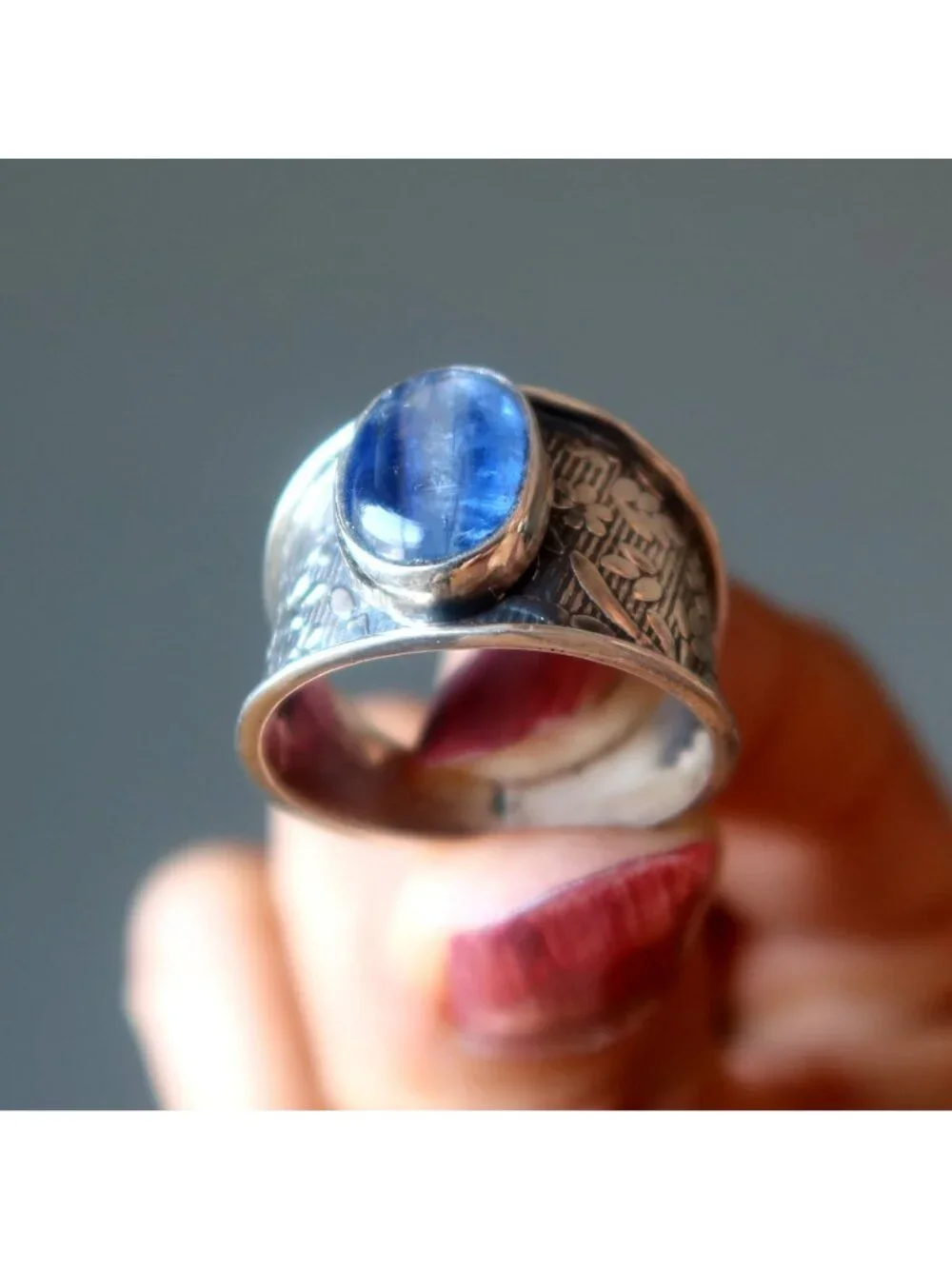 Satin Crystals measures  ring