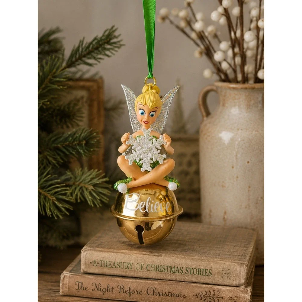 Disney Tinker Bell Believe Jingle Bell Christmas Ornament Snowflake Fairy 2006
