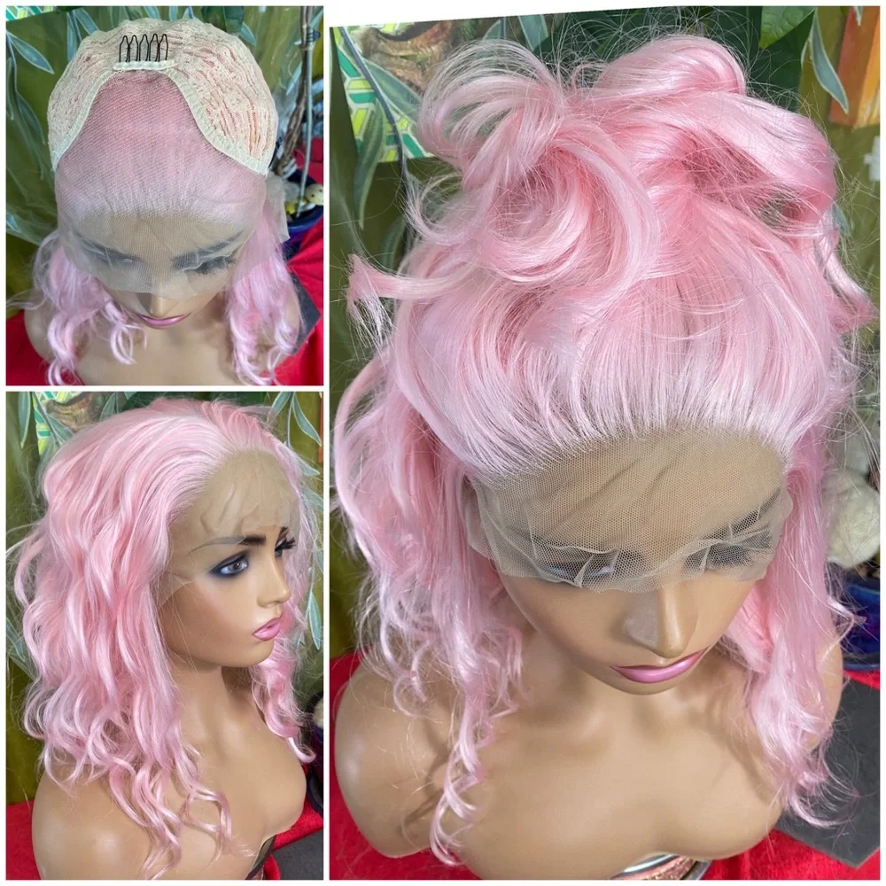 full lace front cotton candy pink wig