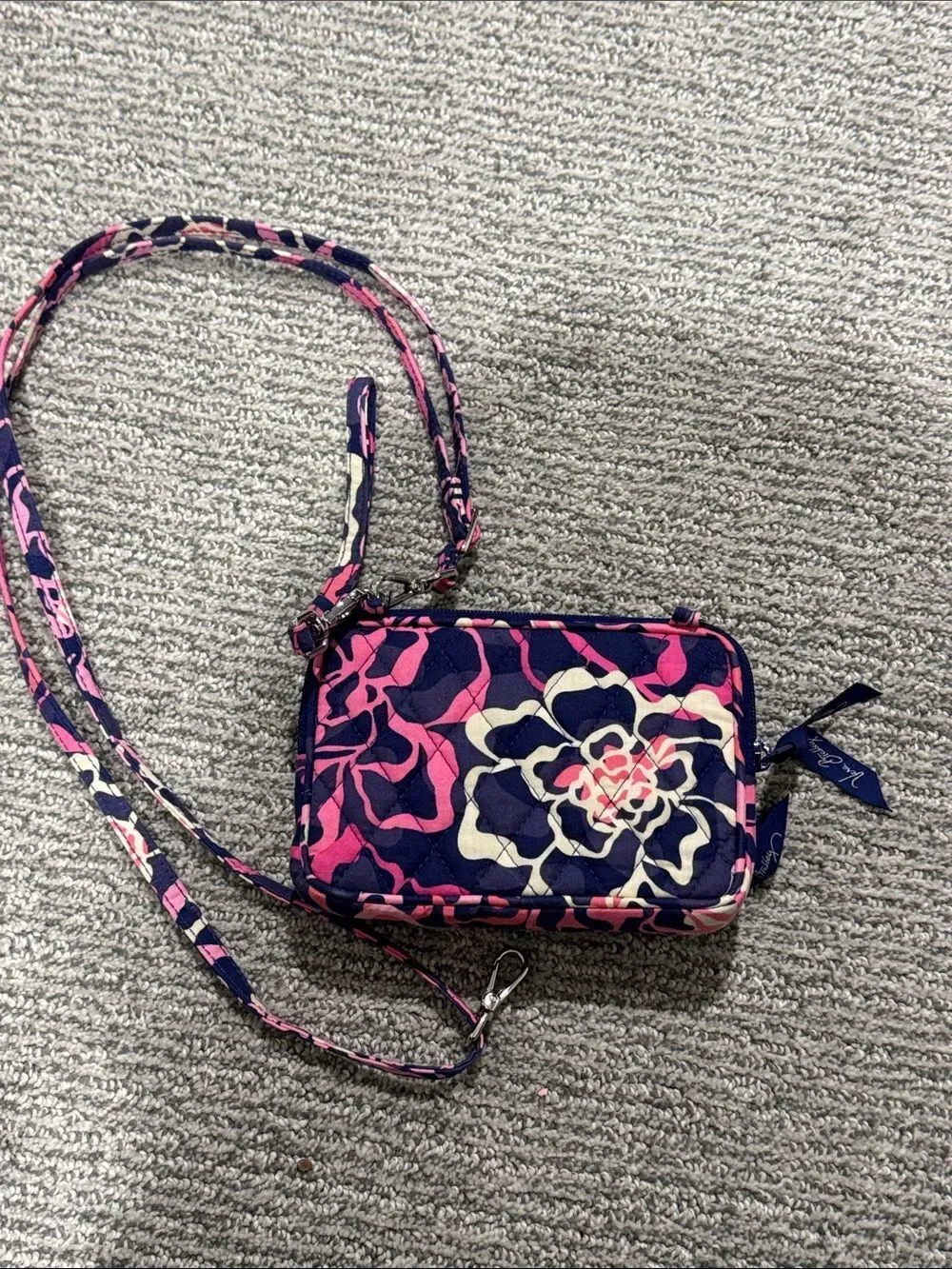 Vera Bradley Navy, Pink & Cream Floral Quilted Crossbody