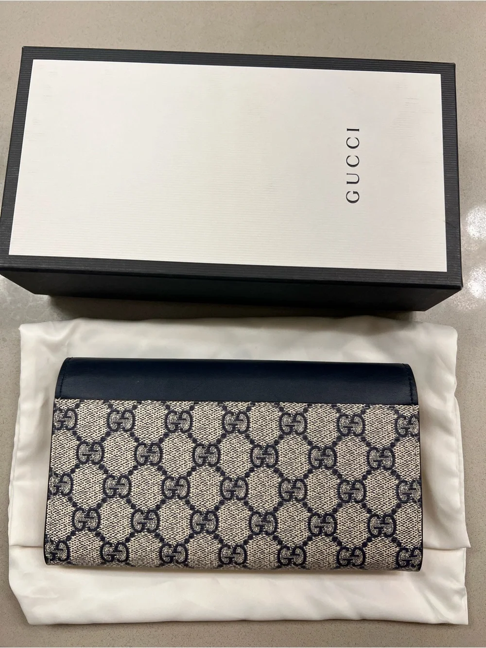 Gucci Navy, Red and Beige GG Supreme Top Handle Satchel and Wallet