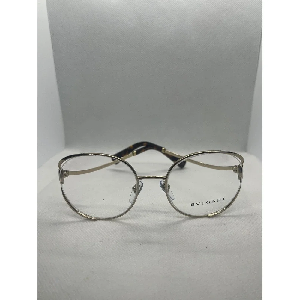 Bvlgari‎ 2245-B Pale Gold Round Eyeglasses Frames 278 54-19-140 Tortoise Tips