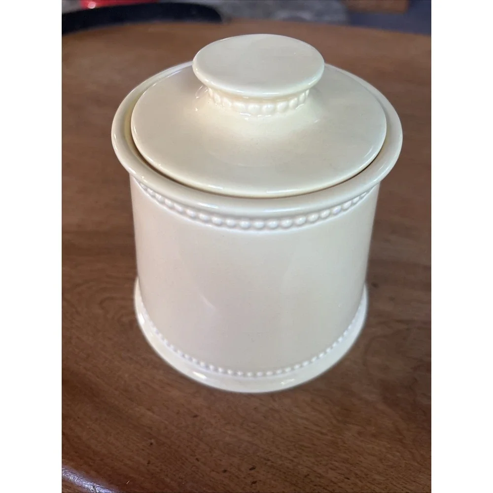Martha Stewart Container & Lid Beaded Trim Farmhouse Style Yellow Kmart Tag