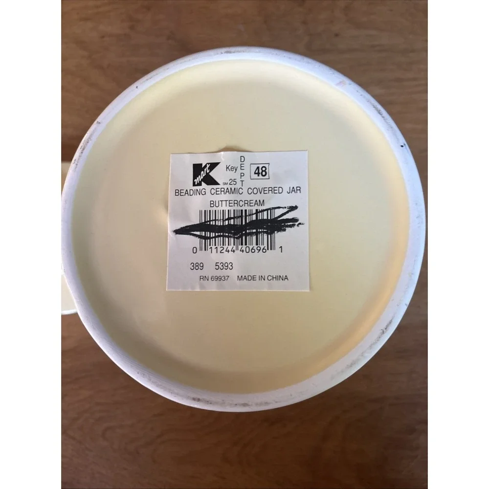 Martha Stewart Container & Lid Beaded Trim Farmhouse Style Yellow Kmart Tag
