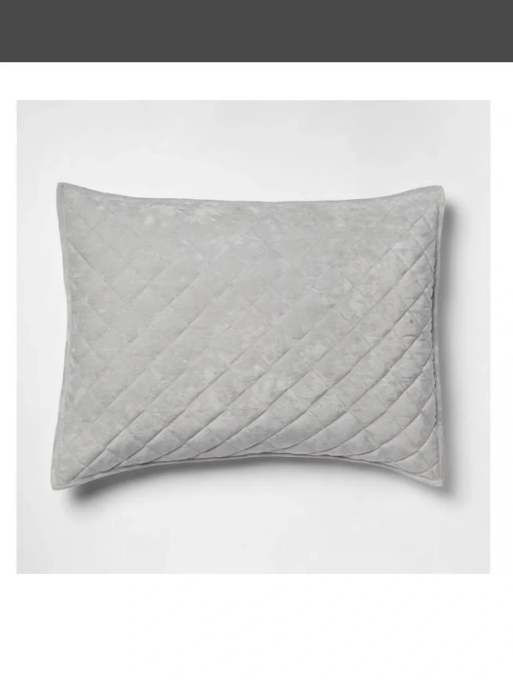 2x Diamond Stitch Velvet Quilt Shams in Light Gray OEKO- TEX Certified Polyester