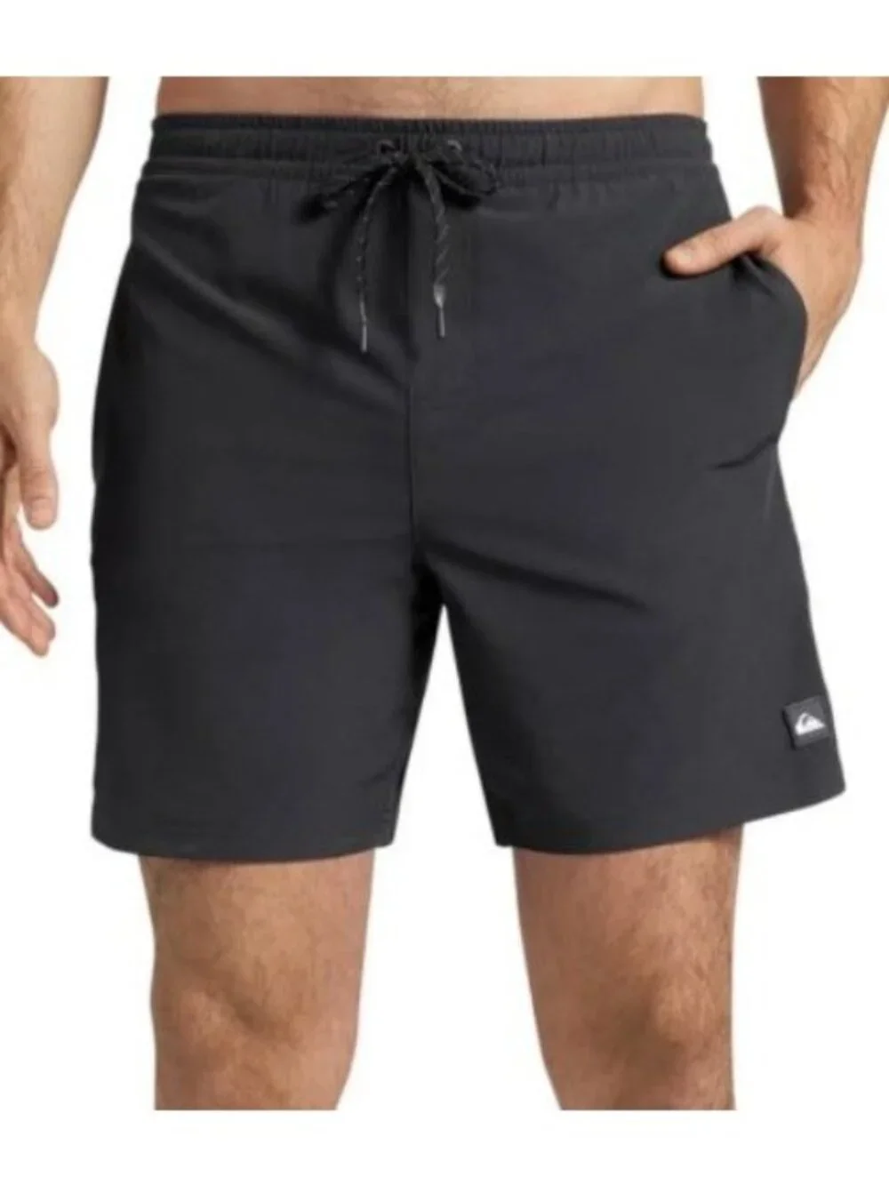 NWT Quiksilver Waterman Men’s S Black Swim Volley Shorts UPF 50 Stretch