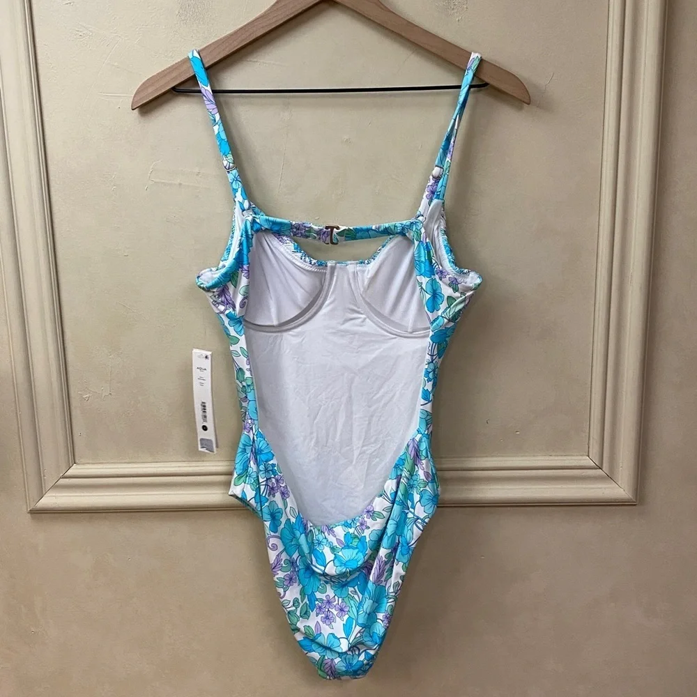 Aqua swimsuit smocked