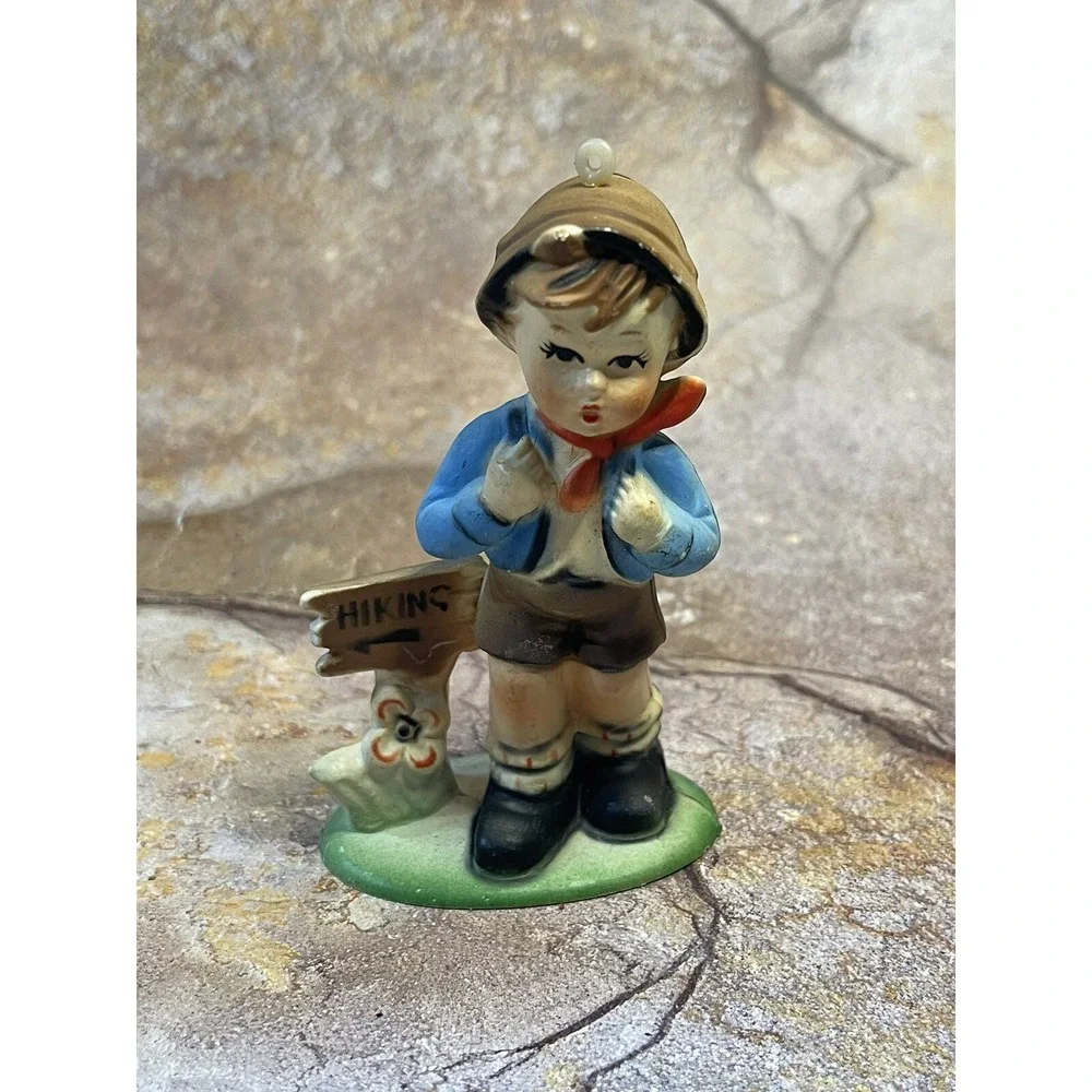Vintage Look Alike Hummel LITTLE HIKER BOY Cute Christmas Ornament
