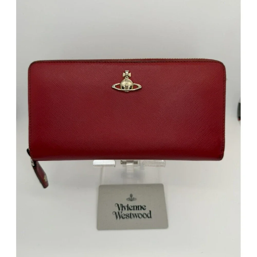 Vivienne Westwood Orb Leather Zip Around Long Wallet Red/134