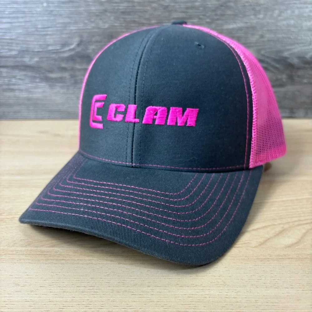CLAM Hat Cap Snap Back Womens‎ Gray Pink Trucker Adjustable