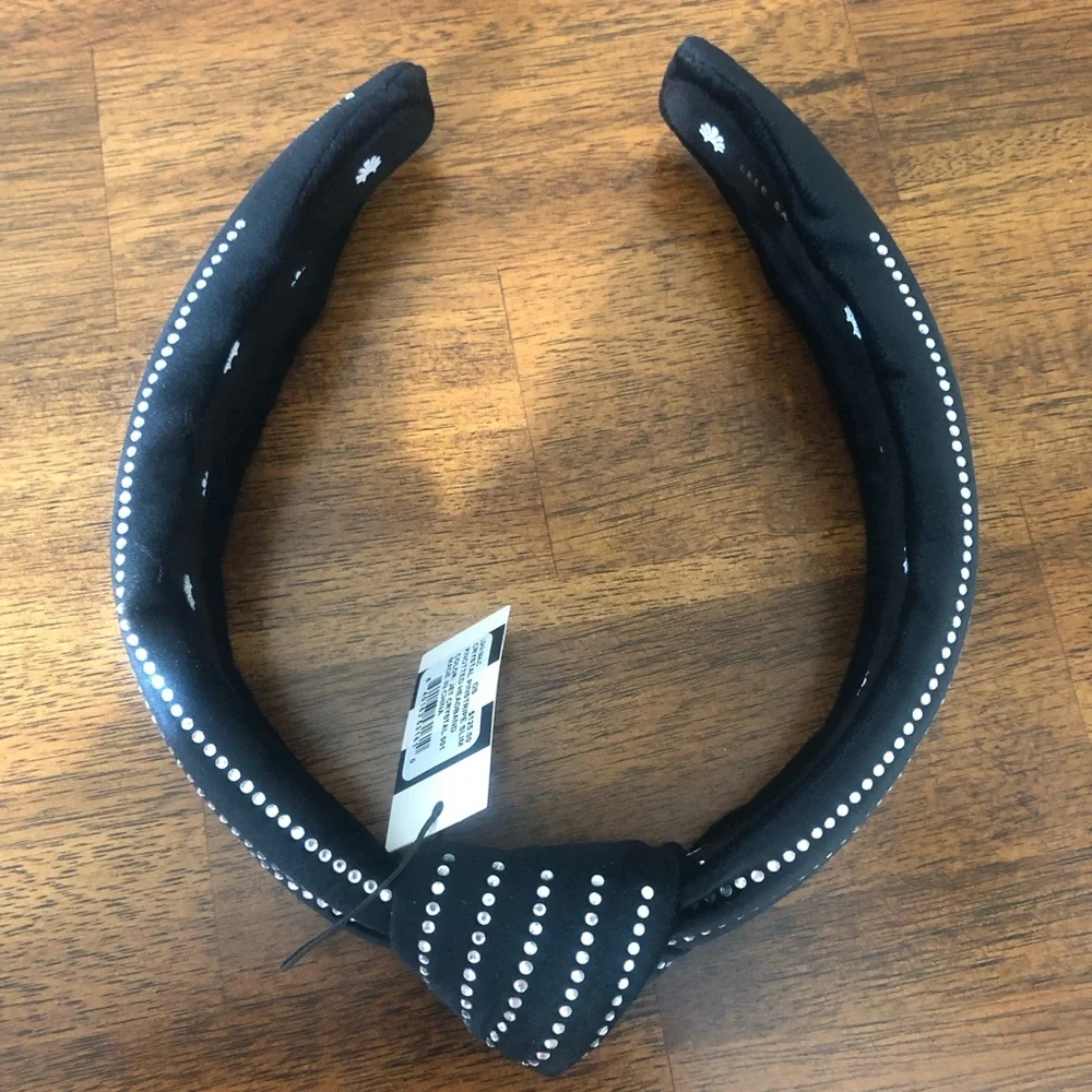 NWT $125 Lele Sadoughi Black Crystal Pinstripe Slim Knotted Headband!
