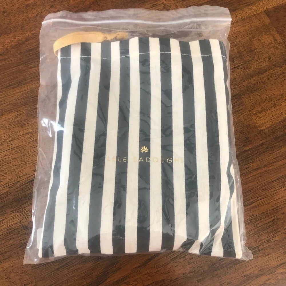 NWT $125 Lele Sadoughi Black Crystal Pinstripe Slim Knotted Headband!
