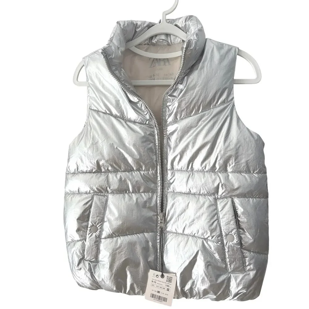 Zara silver vest girls size 14 new nwt